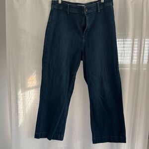Dark Blue Wide-Leg crop Jeans Paige size 32